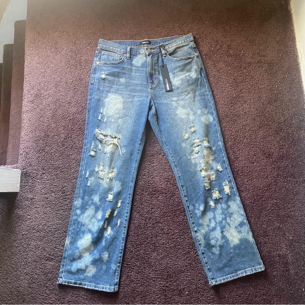 Fashion Nova Light Blue Distressed Jeans